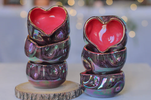 23-H Gold and Iridescent Heart Bowls, 3 oz.
