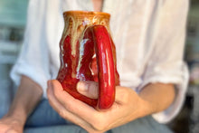 Load image into Gallery viewer, 08-F Red EXPERIMENT Barely Flared Textured Divot Mug, 24 oz.