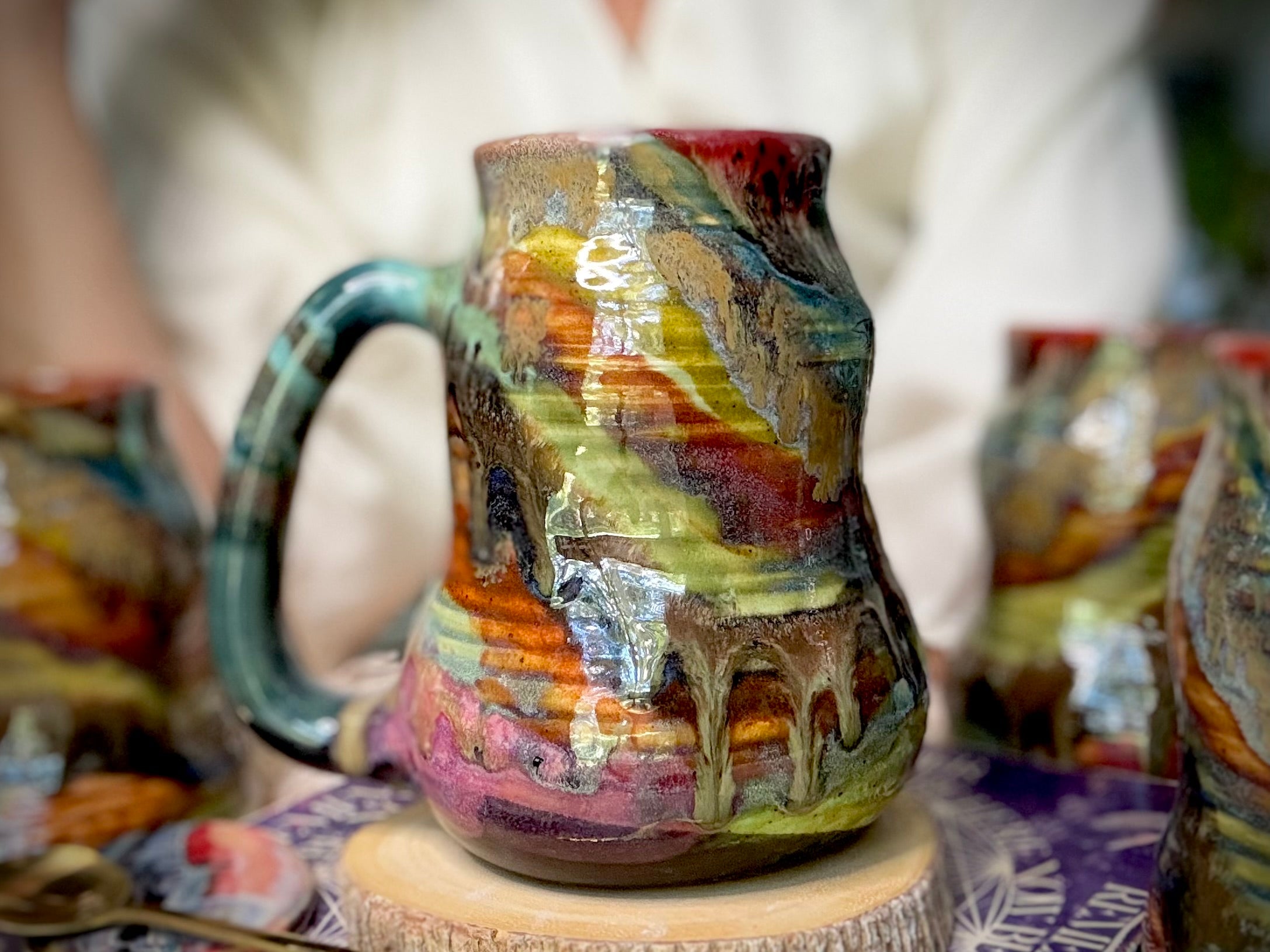 01-E Olive 'FLOW' Textured Divot Mug, 22 oz. (This listing is for one mug)