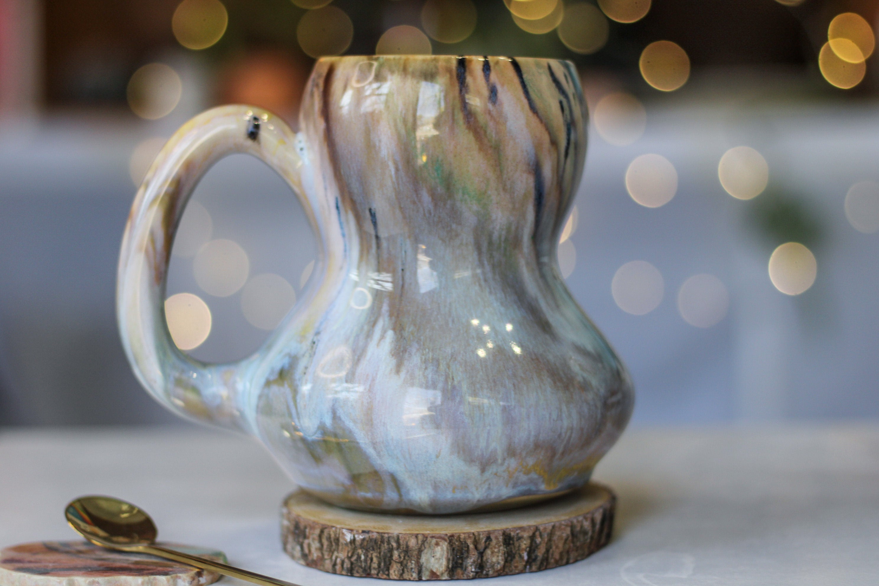 03-A Soft Earth Series PROTOTYPE Acorn Gourd Mug - MINOR MISFIT, 28 oz. - 10% off
