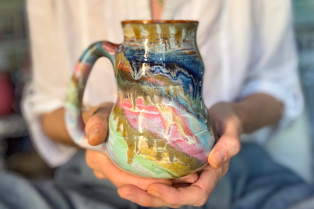 01-D Pastel 'FLOW' Barely Flared Textured Divot Mug, 22 oz. (This listing is for one mug)