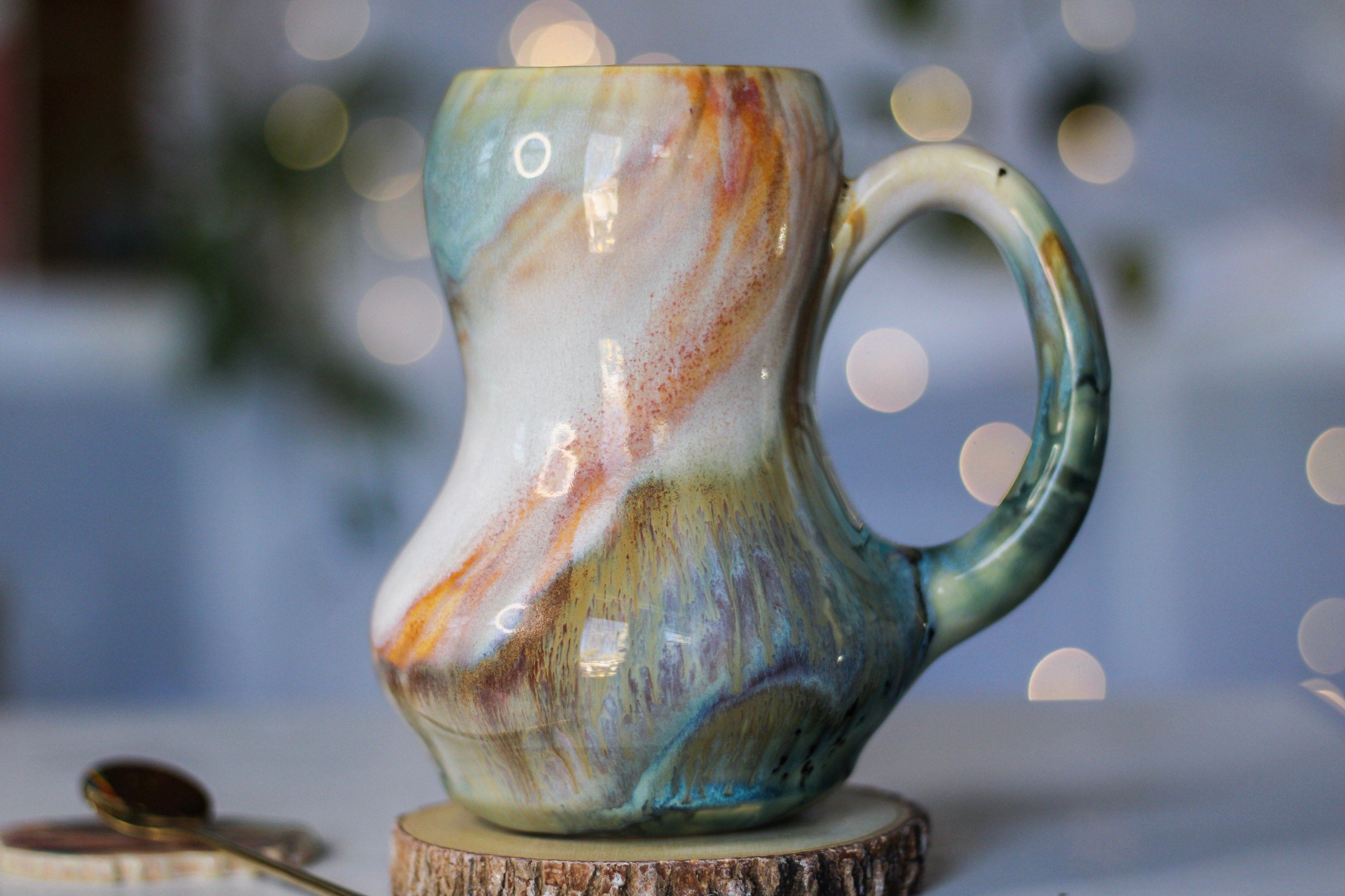 01-B Soft Earth Series PROTOTYPE Acorn Gourd Mug - TOP SHELF, 27 oz.