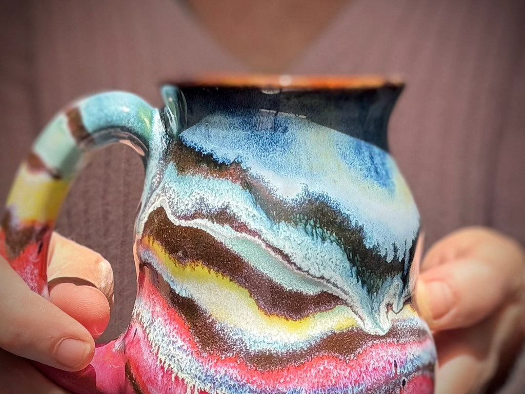 09-D Rainbow EXPERIMENT Curvy Flared Mug, 14 oz.