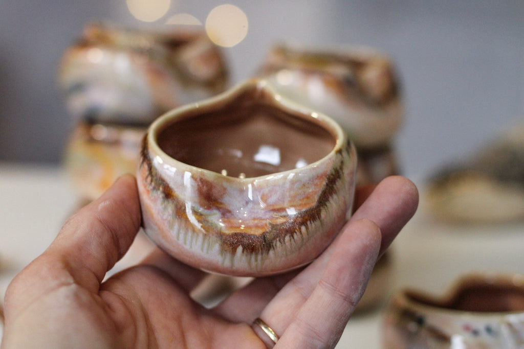 09-G Soft Earth Series PROTOTYPE Heart Bowls, 2-3 oz.