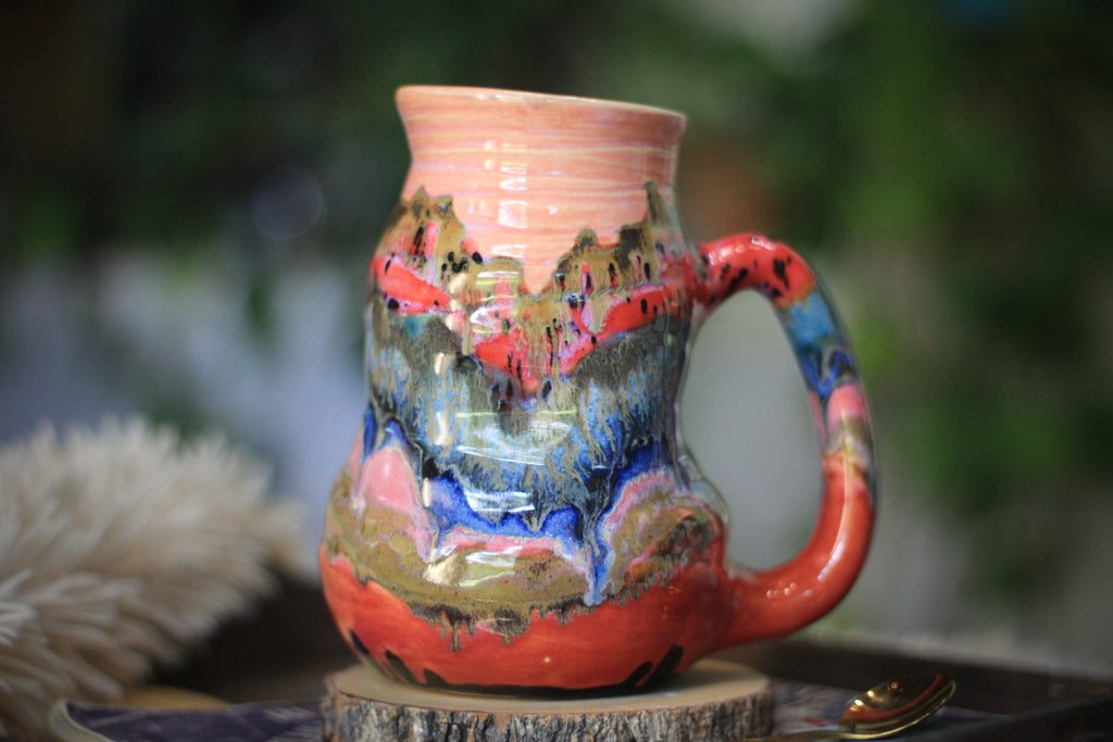 07-A Strawberry Hills Barely Flared Textured Divot 'Cuddle' Mug - TOP SHELF MISFIT, 24 oz.