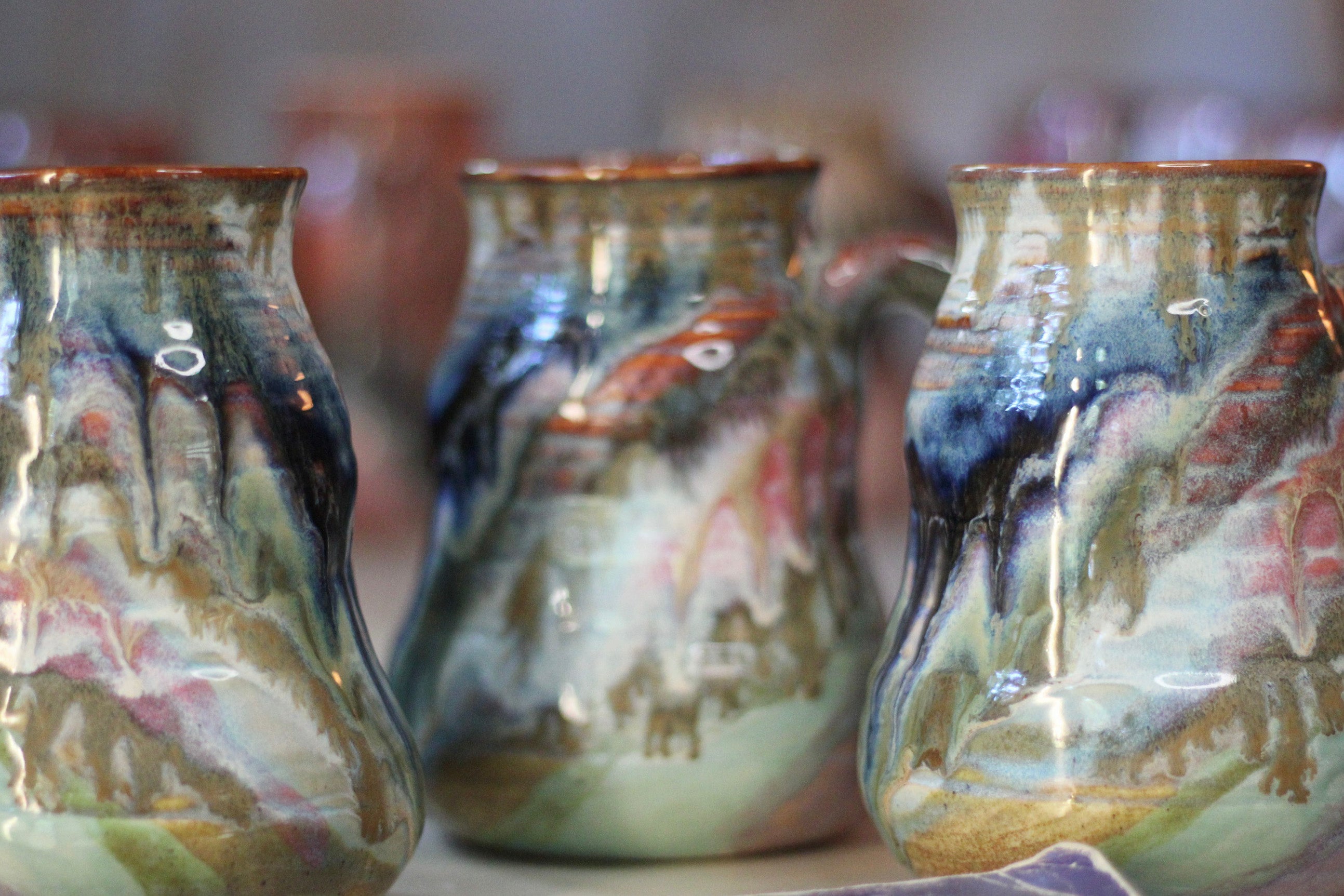 01-D Pastel 'FLOW' Barely Flared Textured Divot Mug, 22 oz. (This listing is for one mug)
