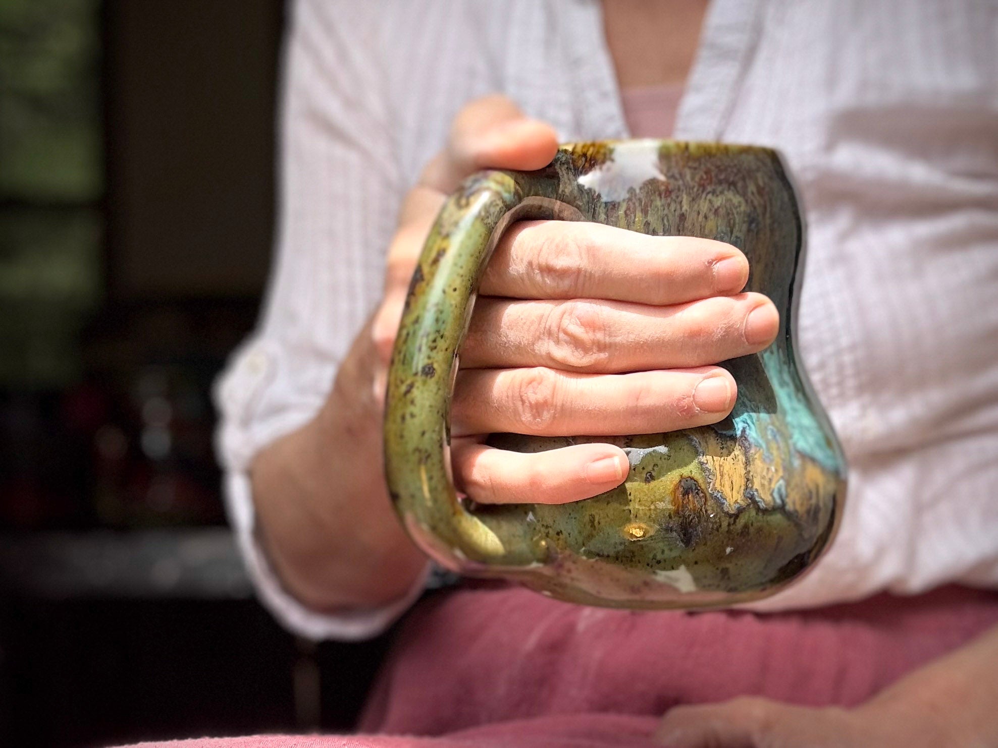 09-D Mossy Wave Gourd Mug, 24 oz.