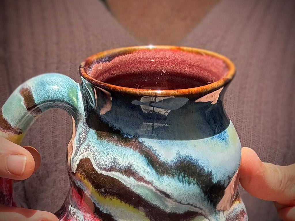 09-D Rainbow EXPERIMENT Curvy Flared Mug, 14 oz.