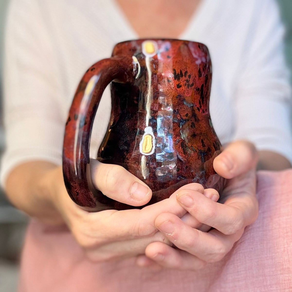 08-B Dragon's Blood Agate Gourd Mug, TOP SHELF - 24 oz.