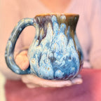 09-F Turquoise Starburst Flared Curvy Mug, 18 oz.