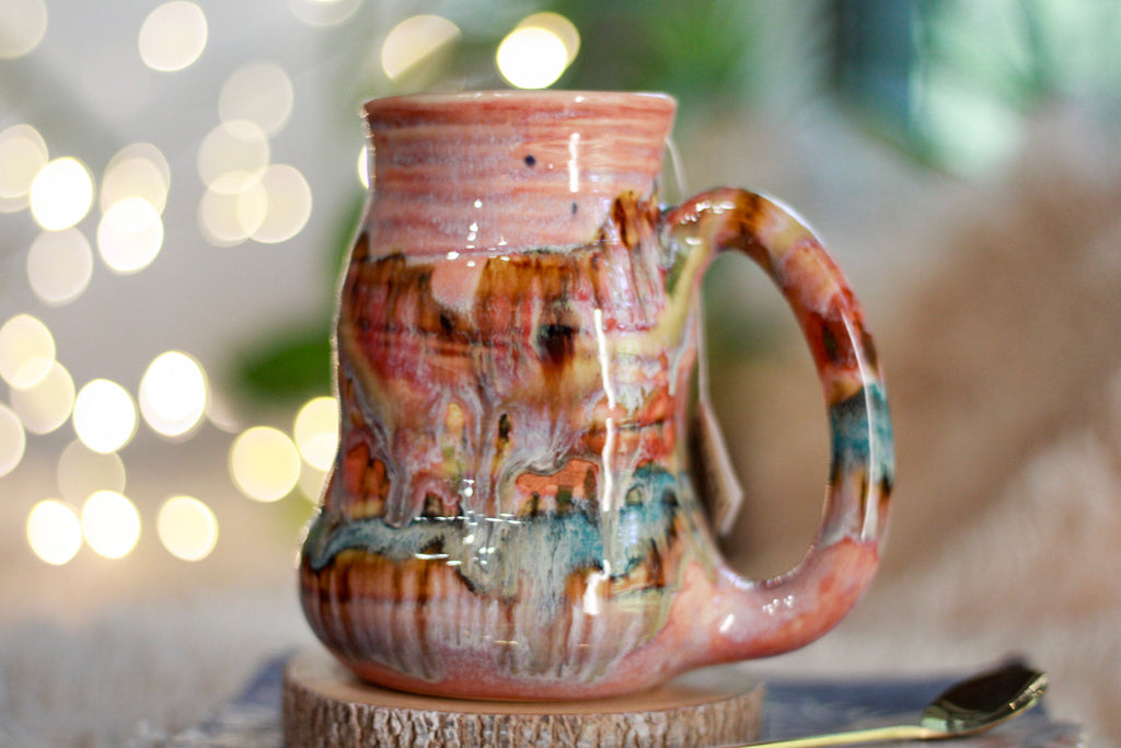 08-C Coral Mountain Notched Barely Flared Textured Divot Mug, 16 oz.