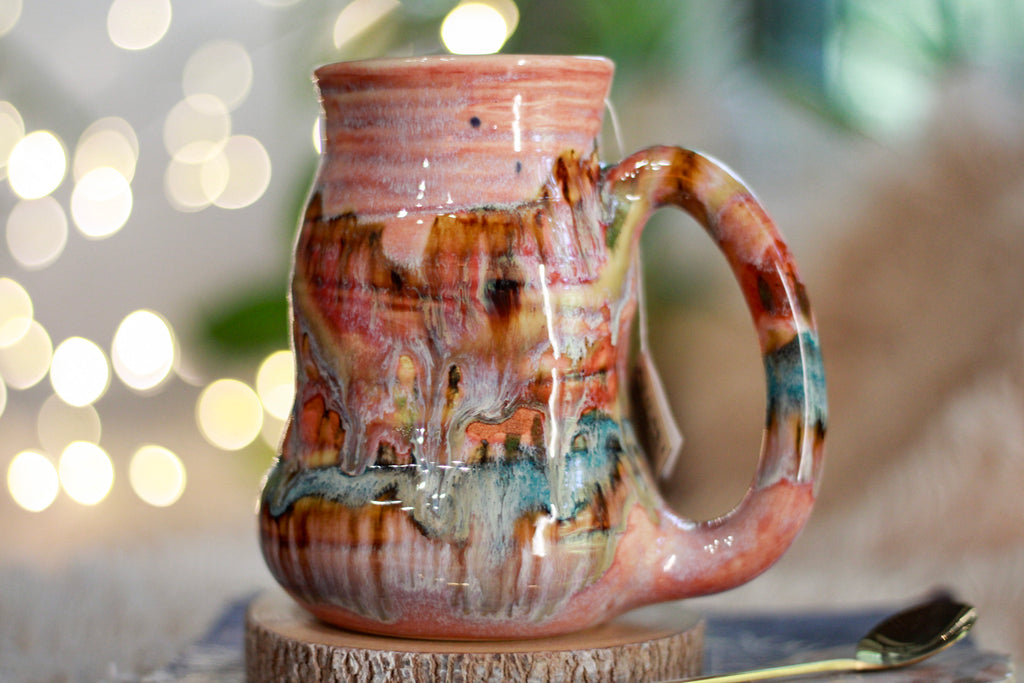 08-C Coral Mountain Notched Barely Flared Textured Divot Mug, 16 oz.