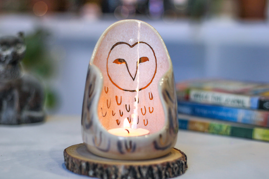 09-D Soft Earth Series PROTOTYPE Owl Candleholder