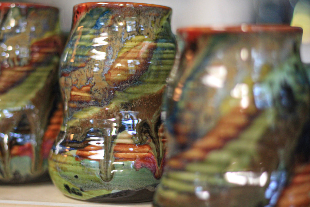 01-E Olive 'FLOW' Textured Divot Mug, 22 oz. (This listing is for one mug)