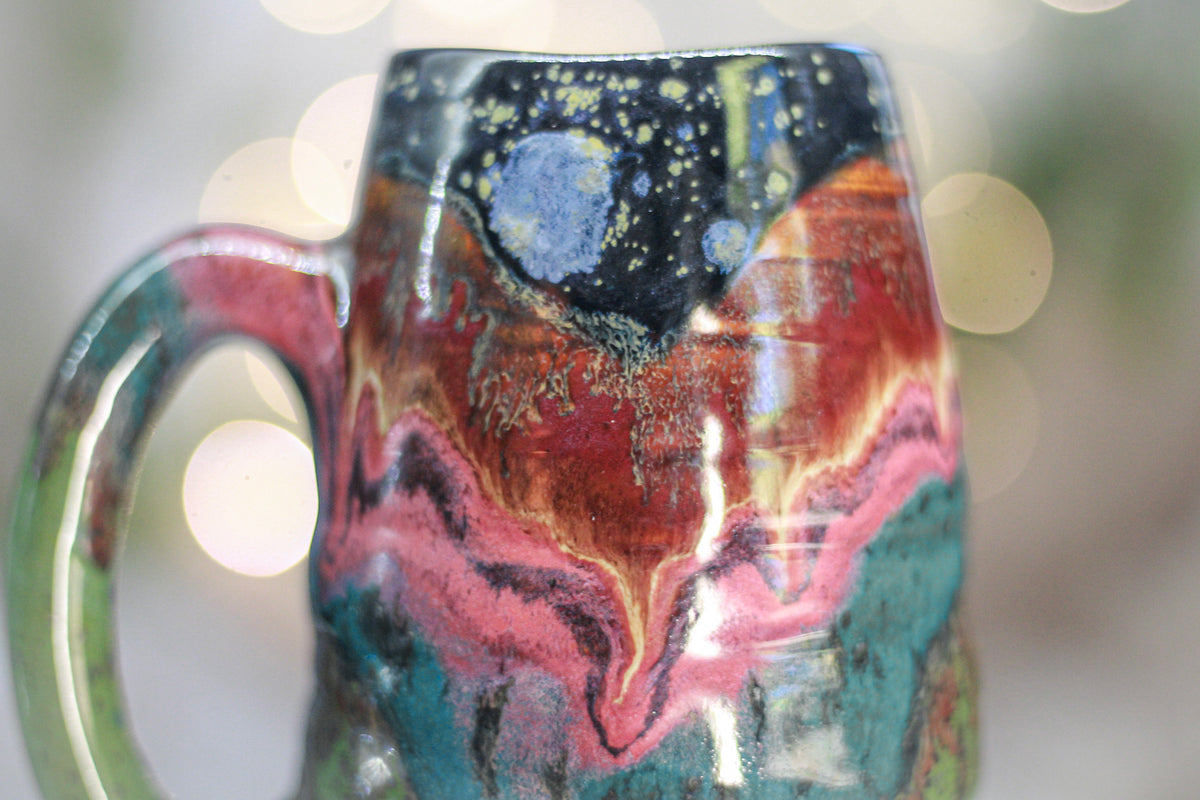 08-B Starry Night Variation Textured Mug, 19 oz