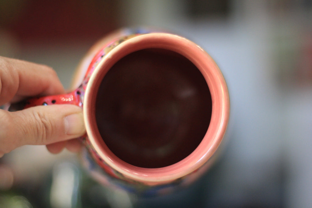 07-A Strawberry Hills Barely Flared Textured Divot 'Cuddle' Mug - TOP SHELF MISFIT, 24 oz.