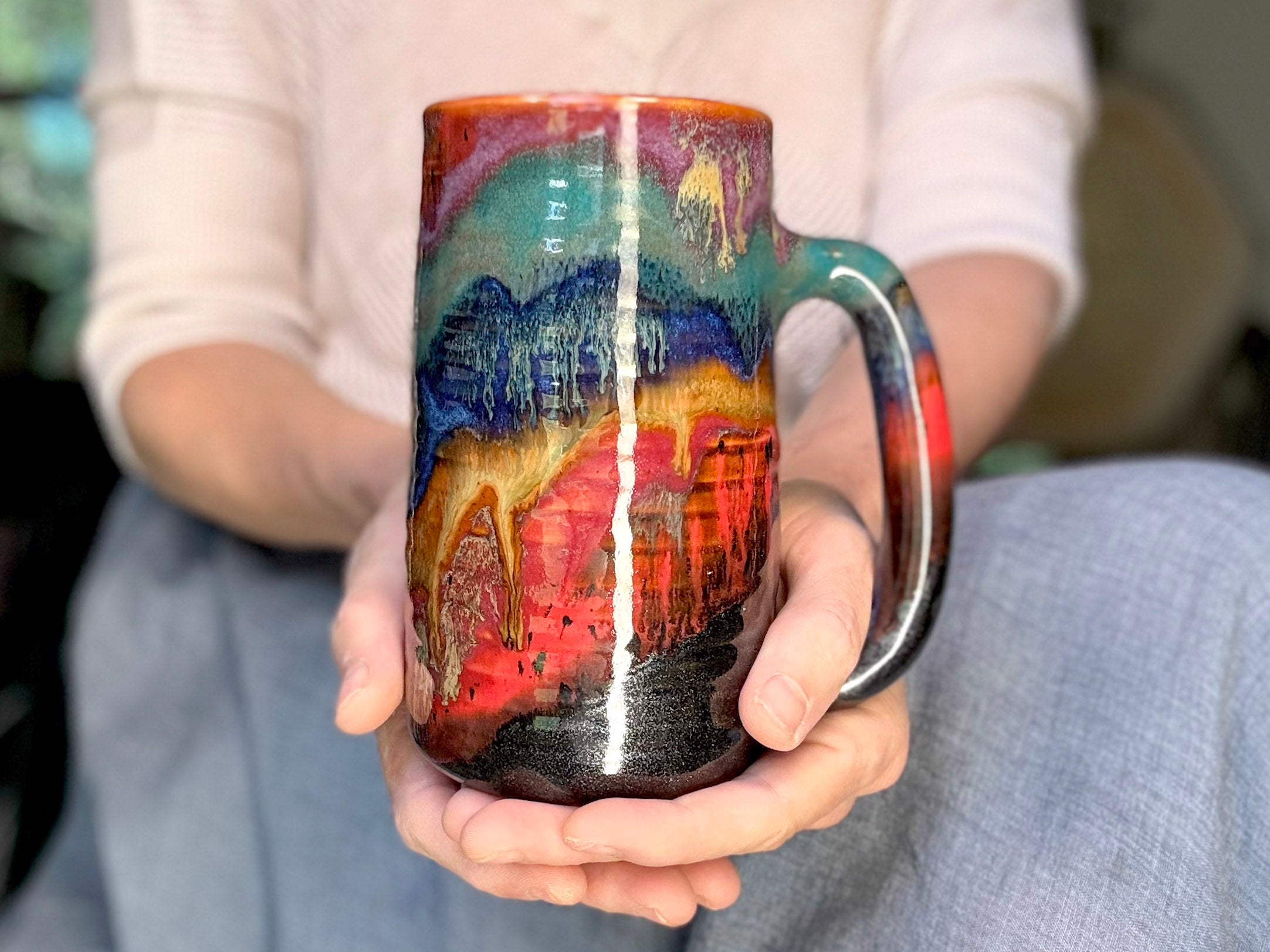 11-C Rainbow Strata Textured Stein Mug, 21 oz.