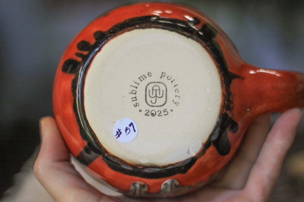 07-A Strawberry Hills Barely Flared Textured Divot 'Cuddle' Mug - TOP SHELF MISFIT, 24 oz.