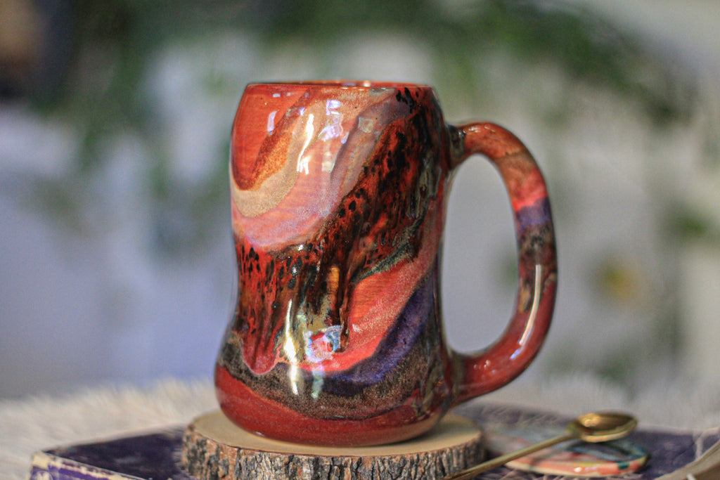 09-D Red  PROTOTYPE Divot Mug, 17 oz.