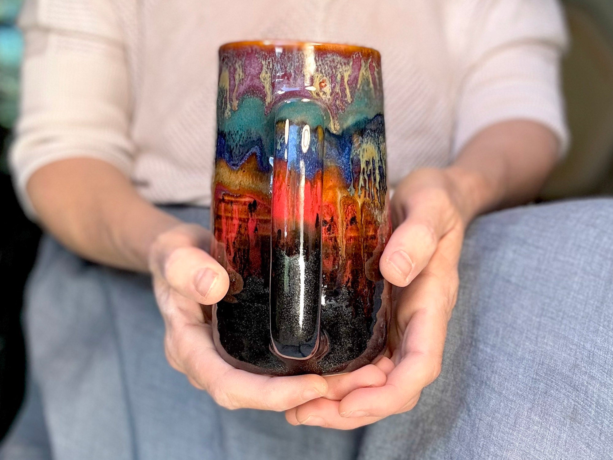 11-C Rainbow Strata Textured Stein Mug, 21 oz.