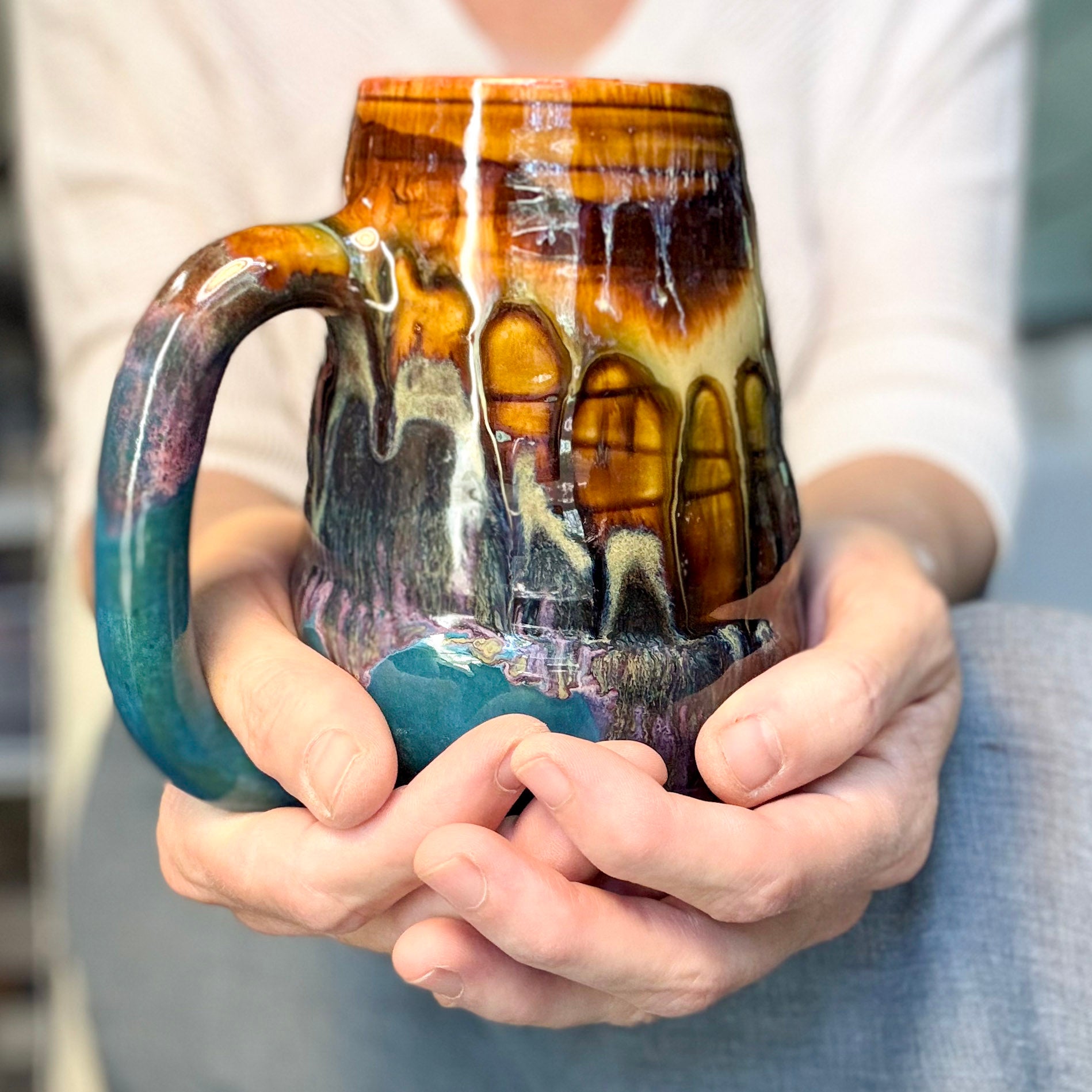 01-A New Earth Swirly Mug, TOP SHELF - 26 oz.