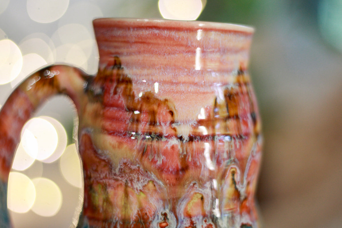 08-C Coral Mountain Notched Barely Flared Textured Divot Mug, 16 oz.