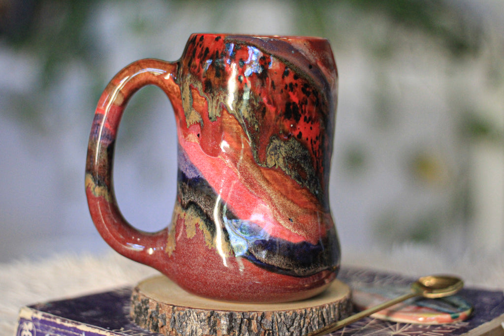 09-D Red  PROTOTYPE Divot Mug, 17 oz.