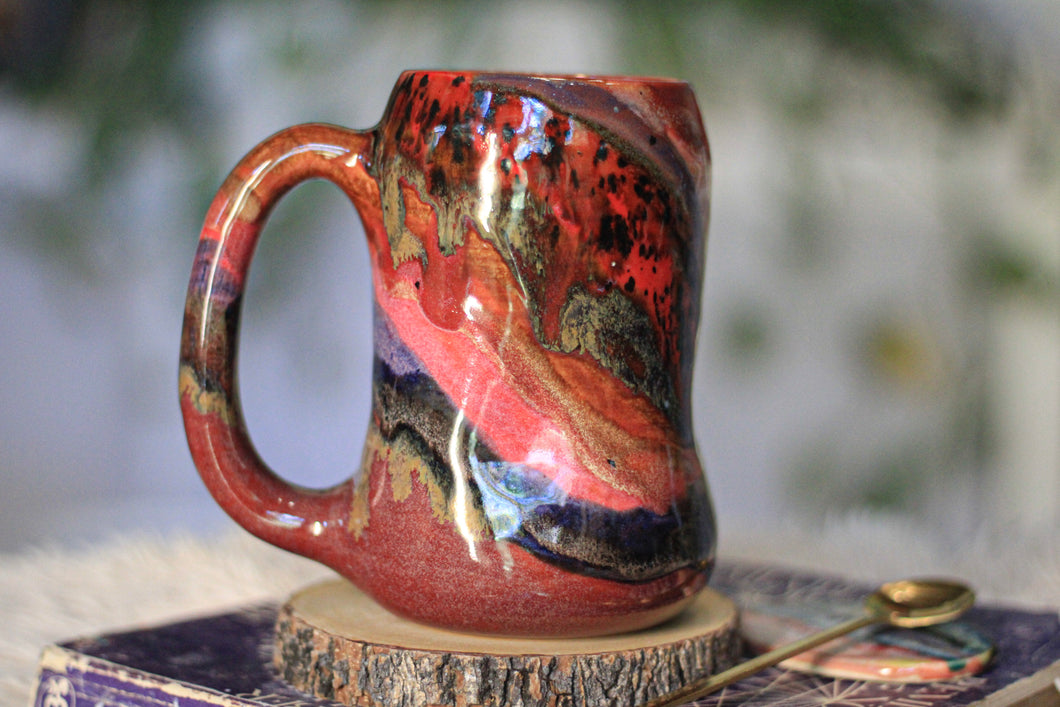09-D Red  PROTOTYPE Divot Mug, 17 oz.
