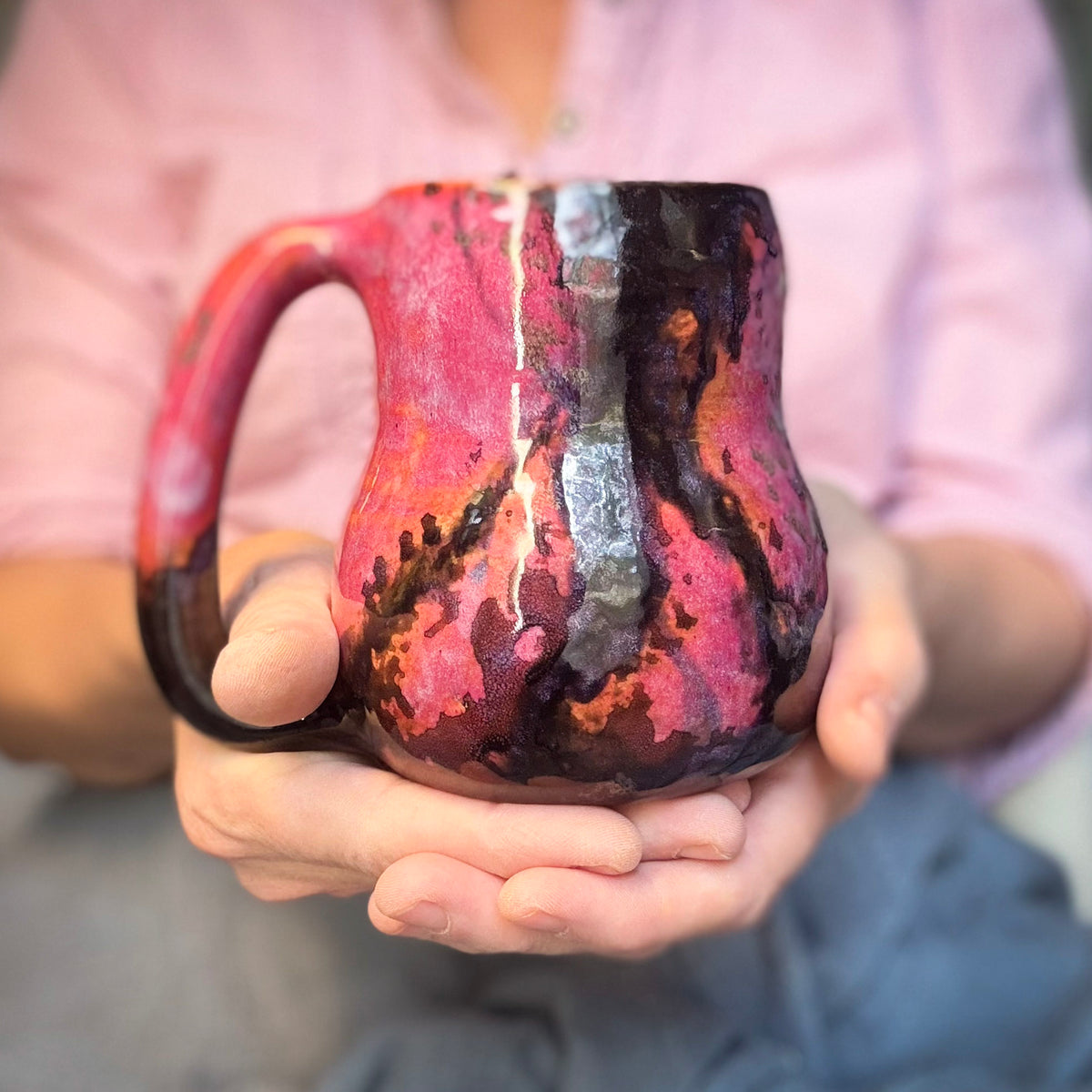10-B Rhodonite Curvy Mug, 16 oz.