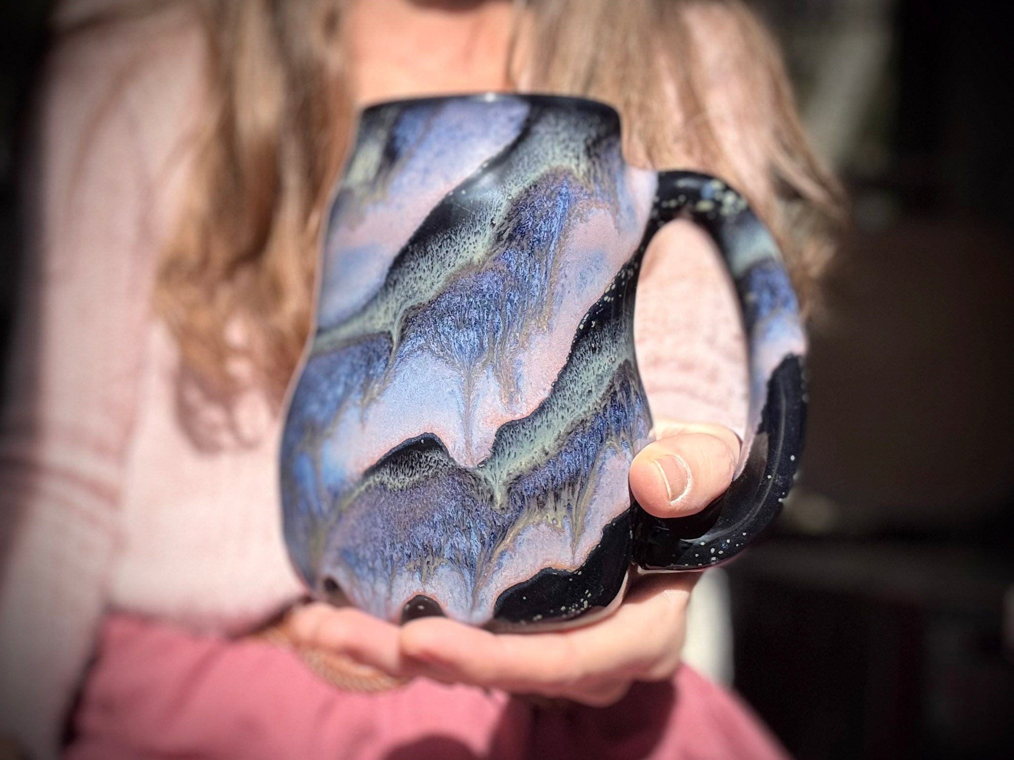 12-D Cosmic Amethyst Grotto Curvy Mug, 24 oz.