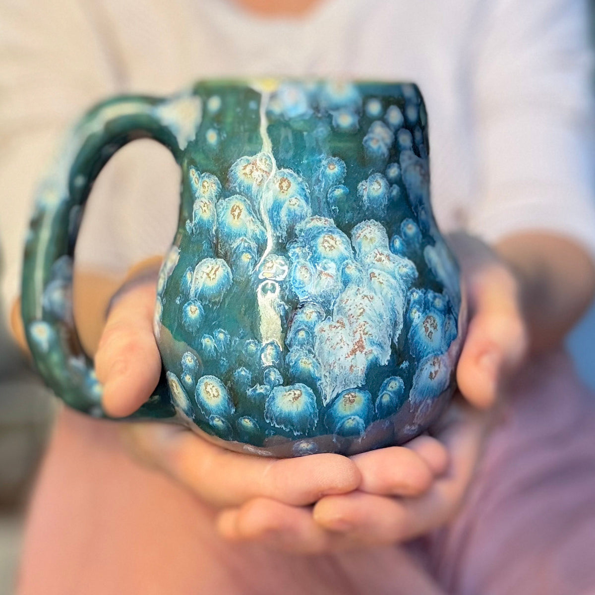 10-F Turquoise Starburst Gourd Mug, 18 oz.