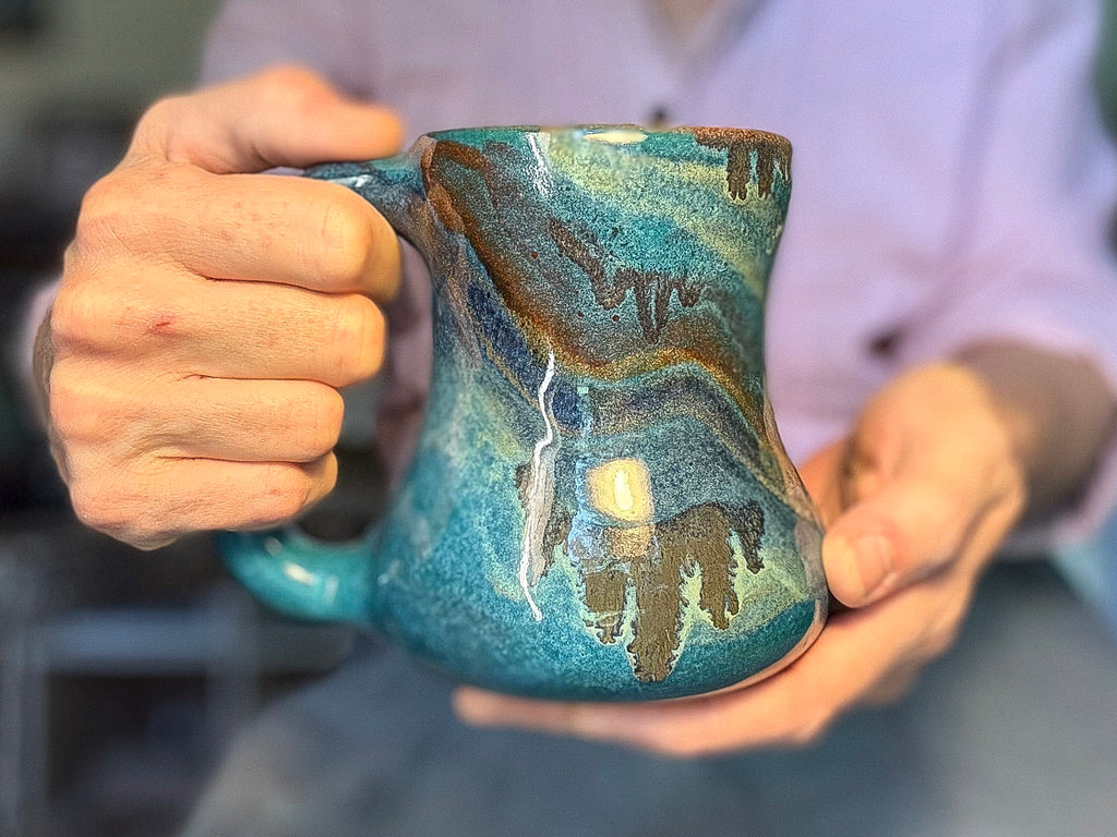 12-E Turquoise PROTOTYPE Curvy Mug, 17 oz.