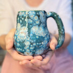 10-F Turquoise Starburst Gourd Mug, 18 oz.