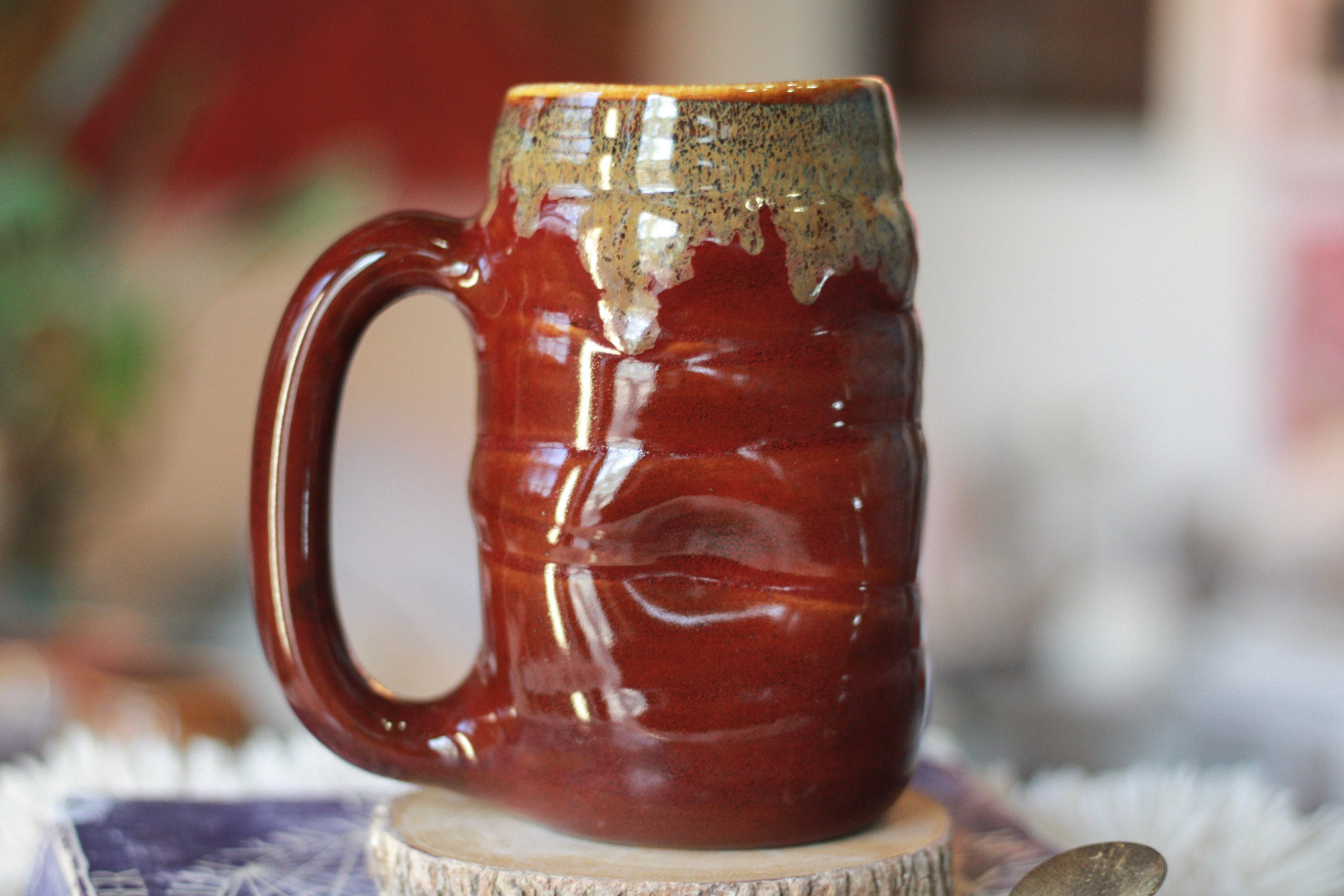 11-G Surprise Crimson & Cream EXPERIMENT Textured Mug, 22 oz.