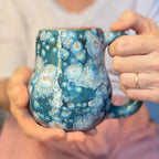 10-F Turquoise Starburst Gourd Mug, 18 oz.