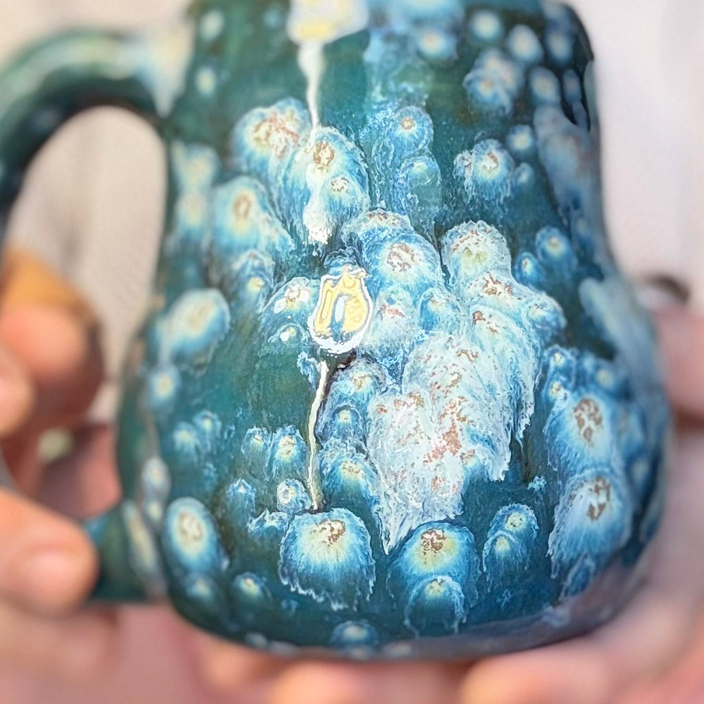 10-F Turquoise Starburst Gourd Mug, 18 oz.