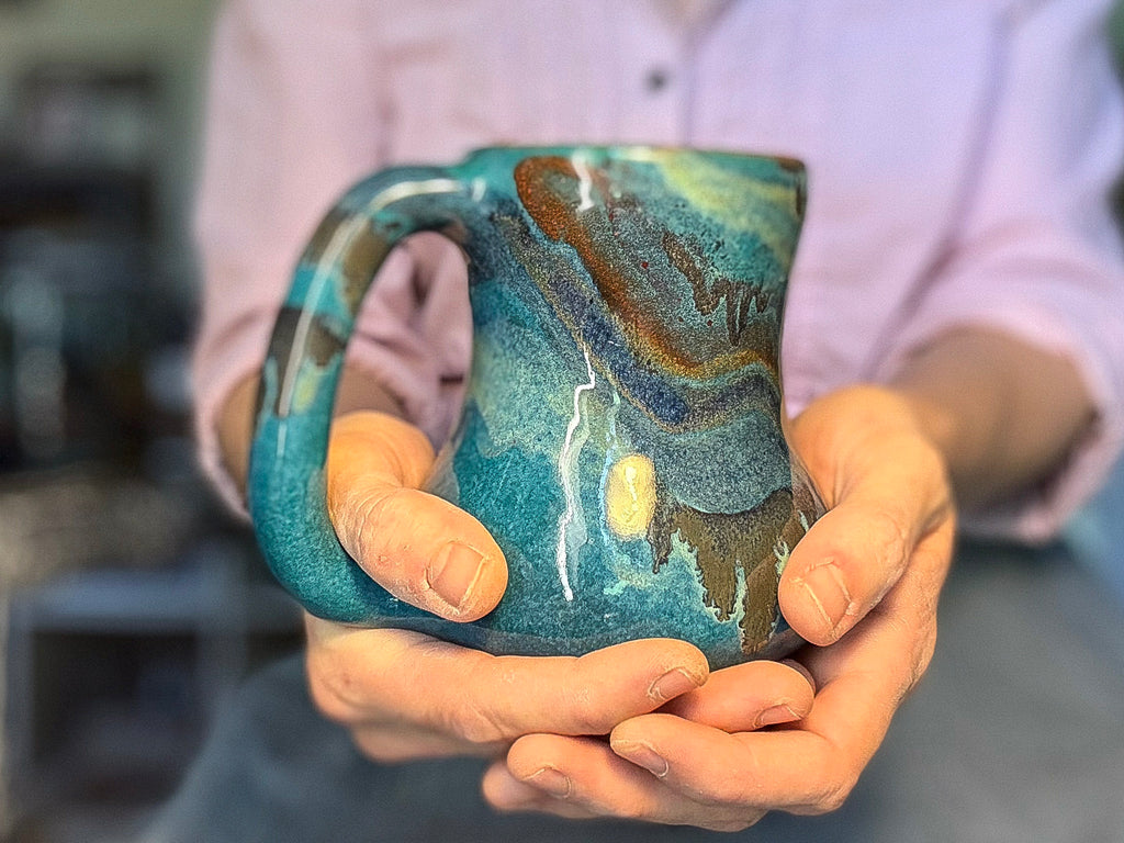 12-E Turquoise PROTOTYPE Curvy Mug, 17 oz.