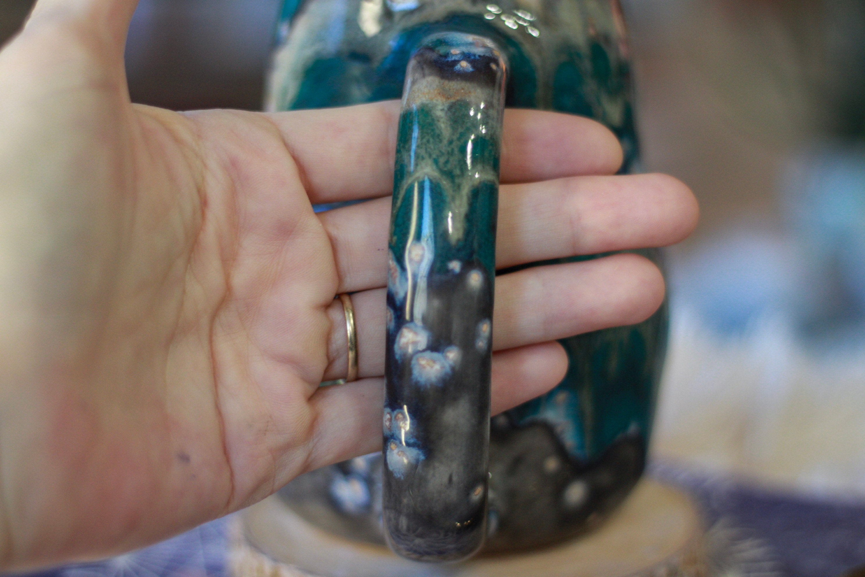 11-E Turquoise Grotto Varation Mid Mod Mug, 20 oz.