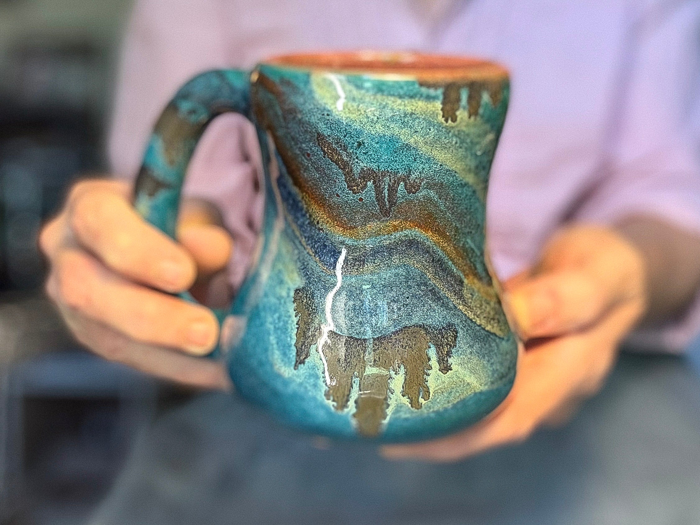 12-E Turquoise PROTOTYPE Curvy Mug, 17 oz.