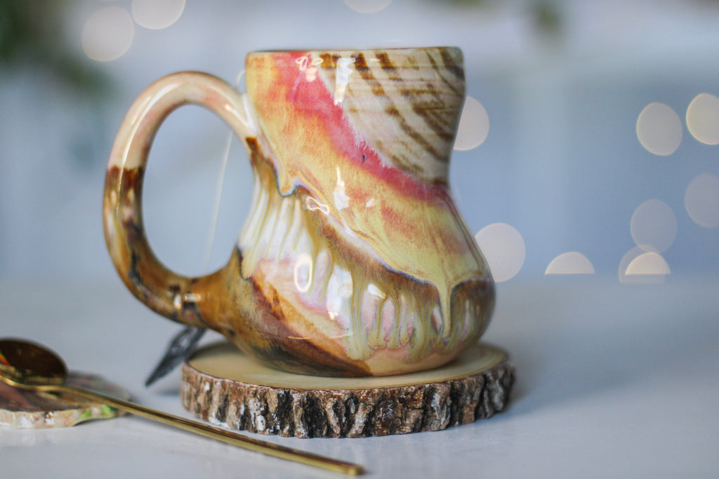 10-E Soft Earth Series PROTOTYPE Petite Notched Gourd Mug, 12 oz.