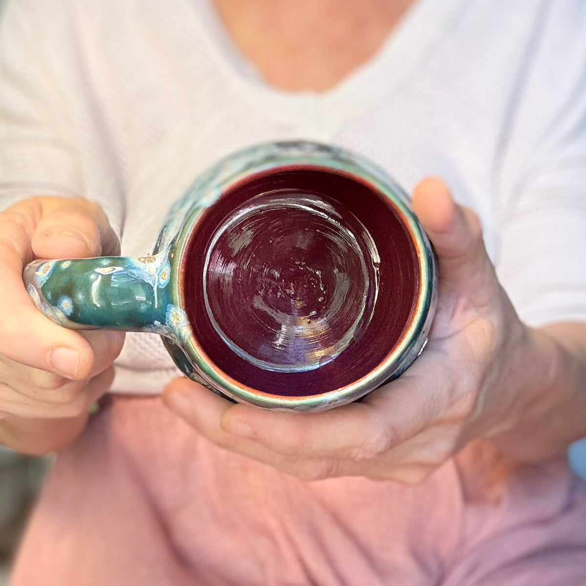 10-F Turquoise Starburst Gourd Mug, 18 oz.