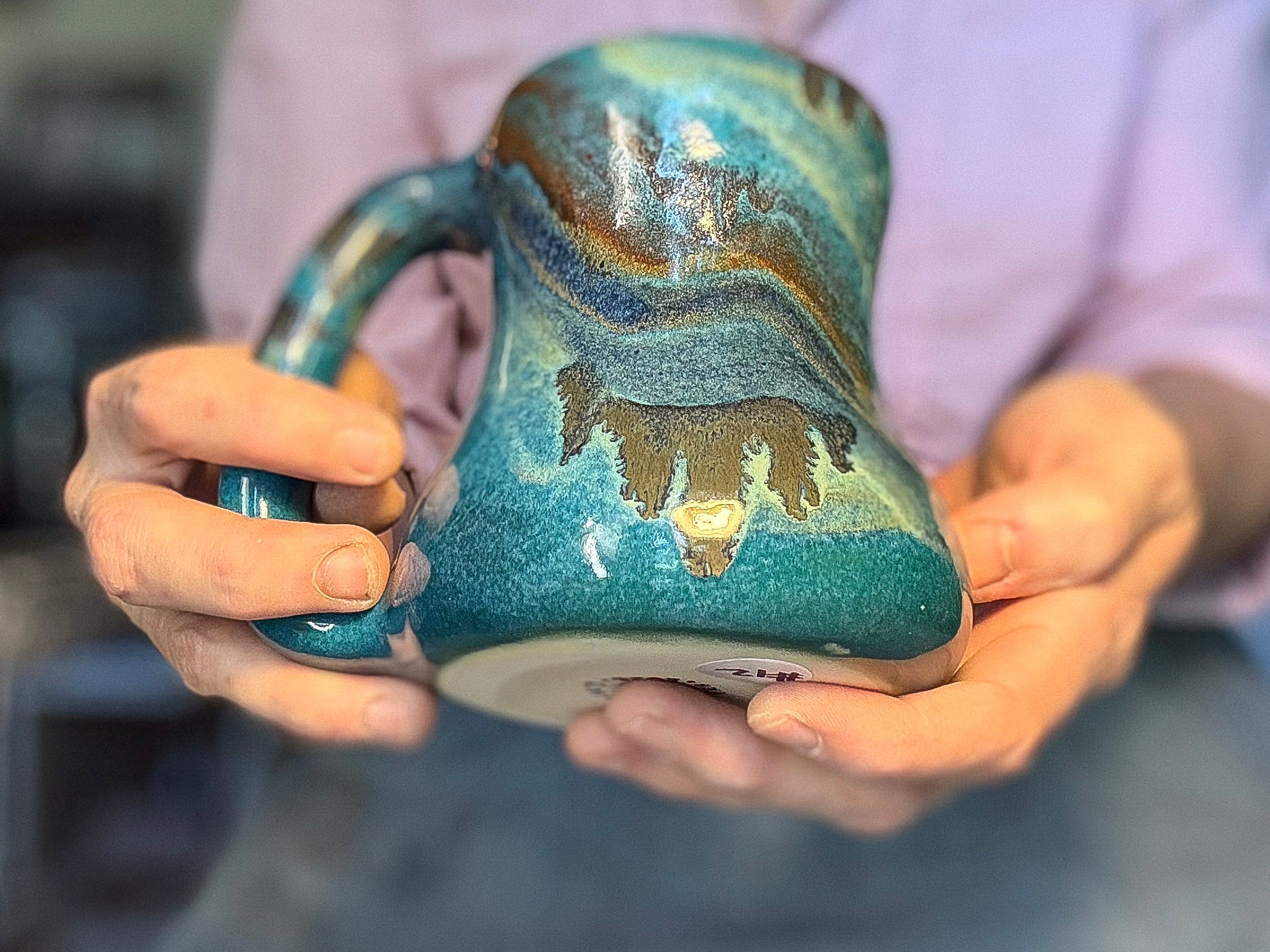 12-E Turquoise PROTOTYPE Curvy Mug, 17 oz.
