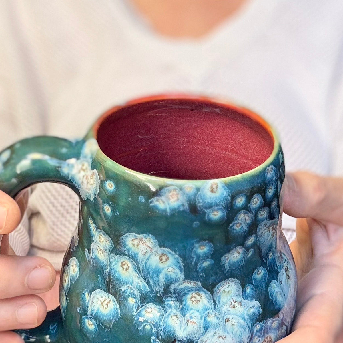 10-F Turquoise Starburst Gourd Mug, 18 oz.