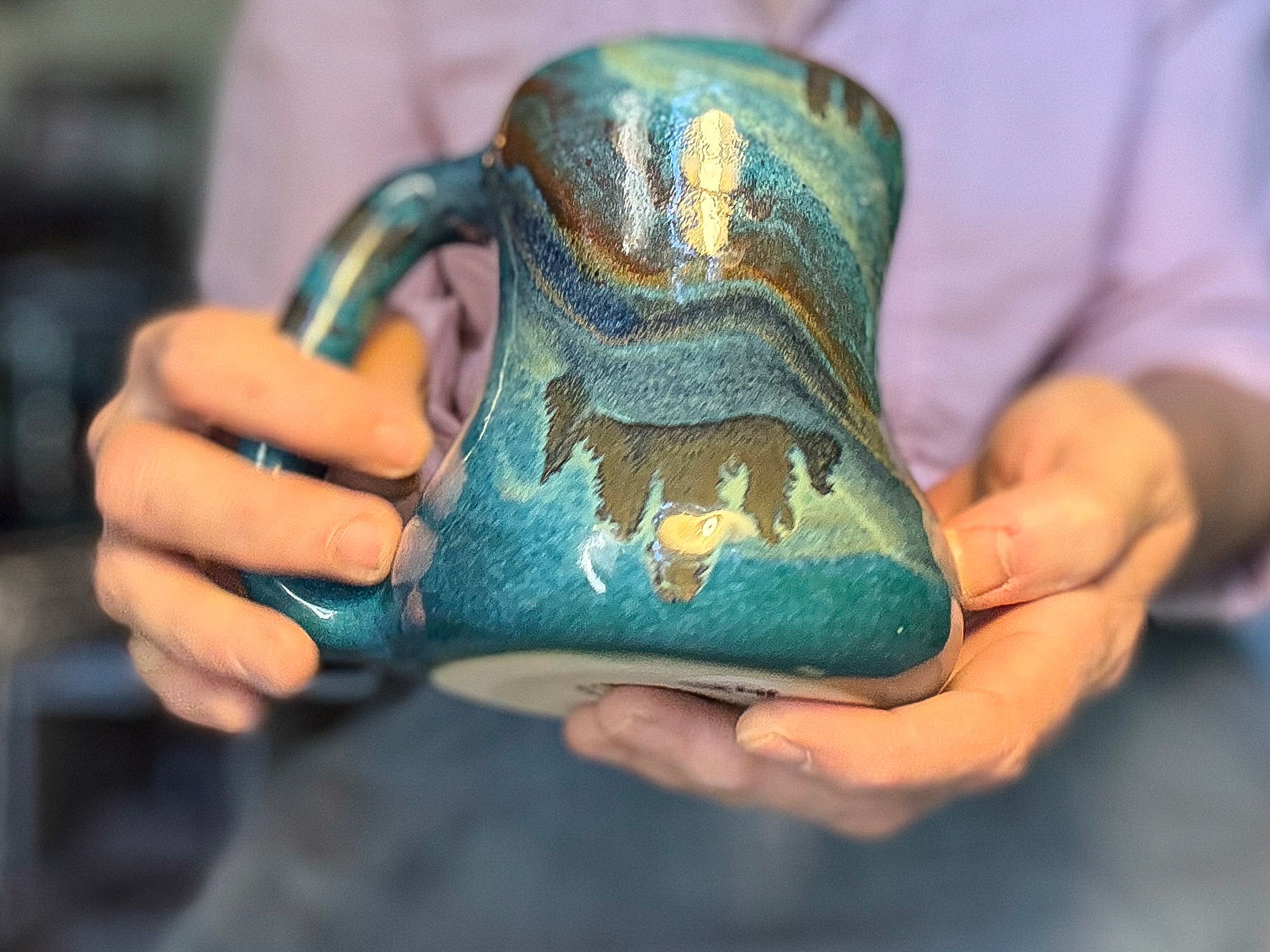 12-E Turquoise PROTOTYPE Curvy Mug, 17 oz.