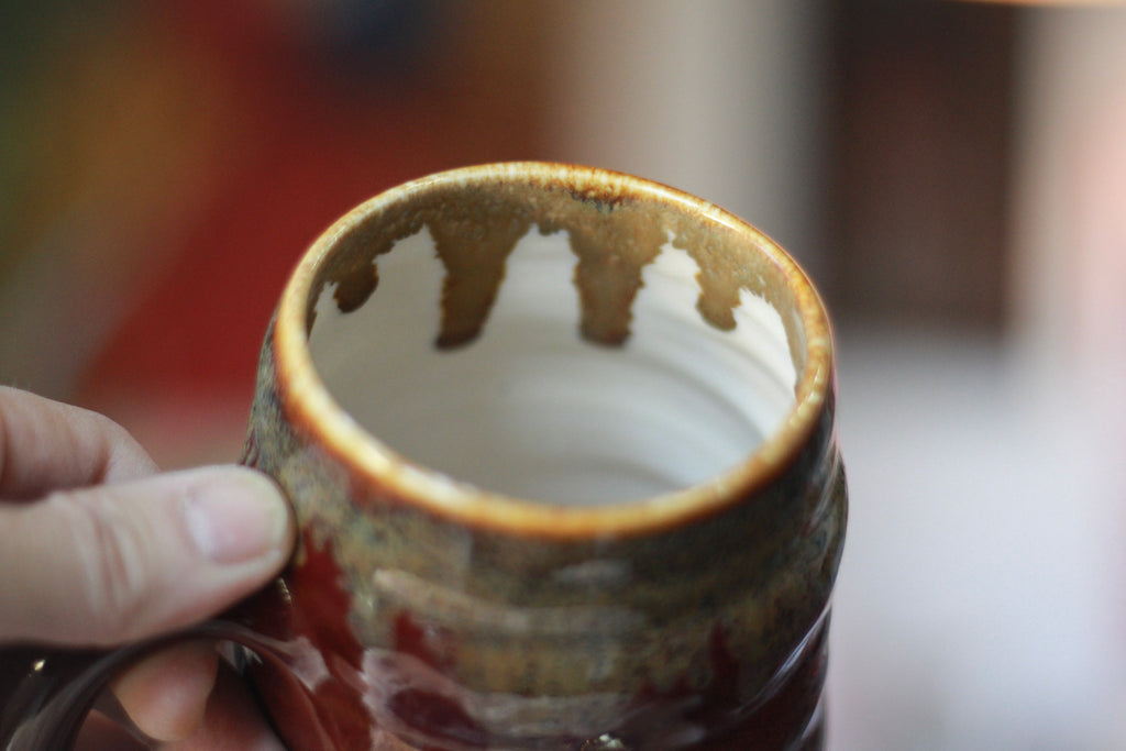 11-G Surprise Crimson & Cream EXPERIMENT Textured Mug, 22 oz.
