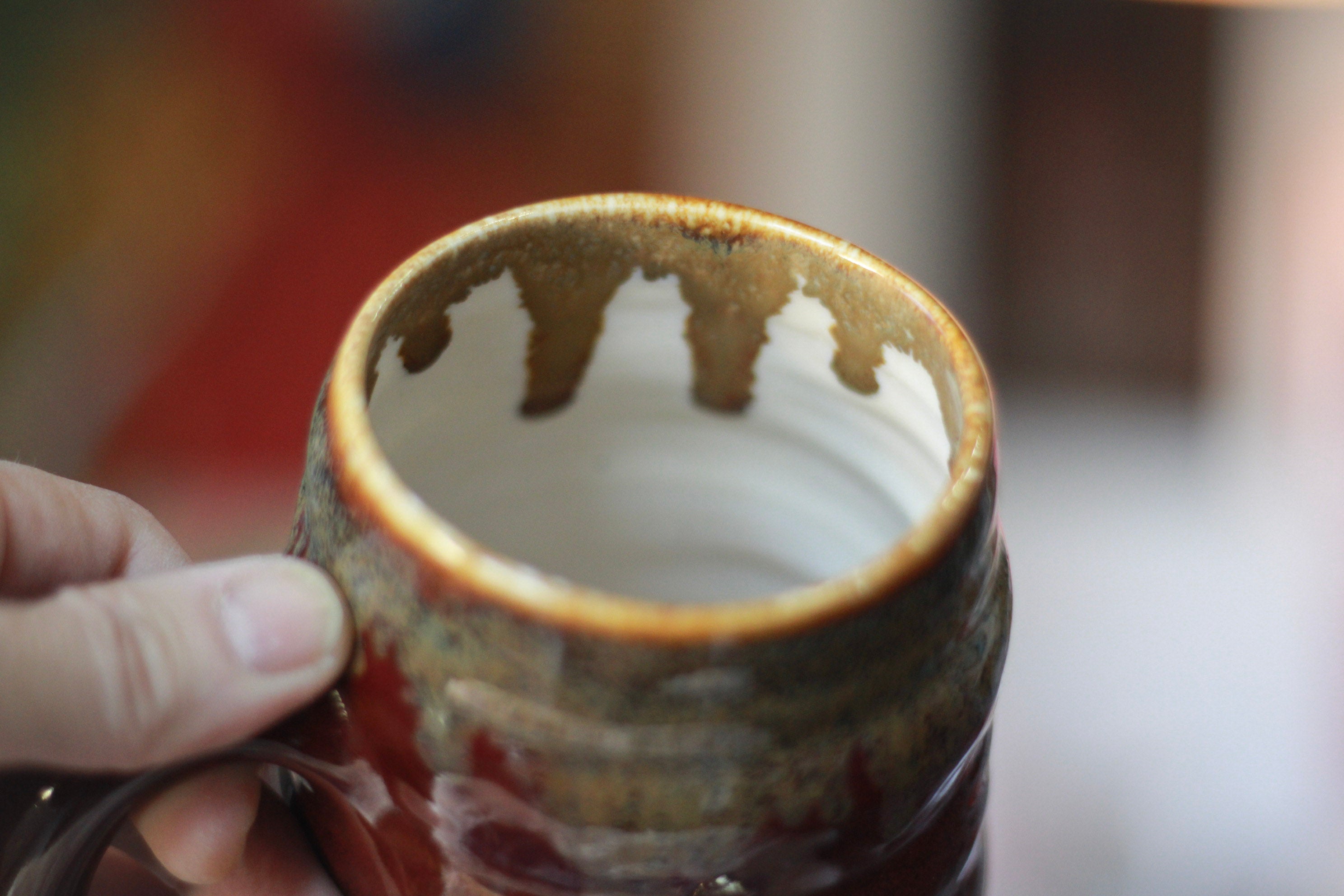 11-G Surprise Crimson & Cream EXPERIMENT Textured Mug, 22 oz.