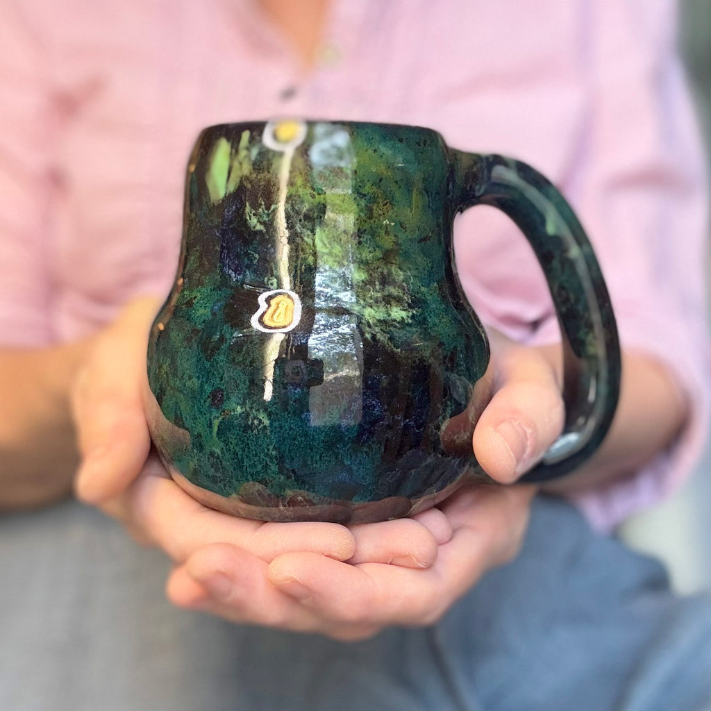 11-B Mossy Agate Curvy Mug, 18 oz.