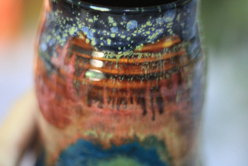 09-B Starry Night Barely Flared Textured Divot Mug, 22 oz.