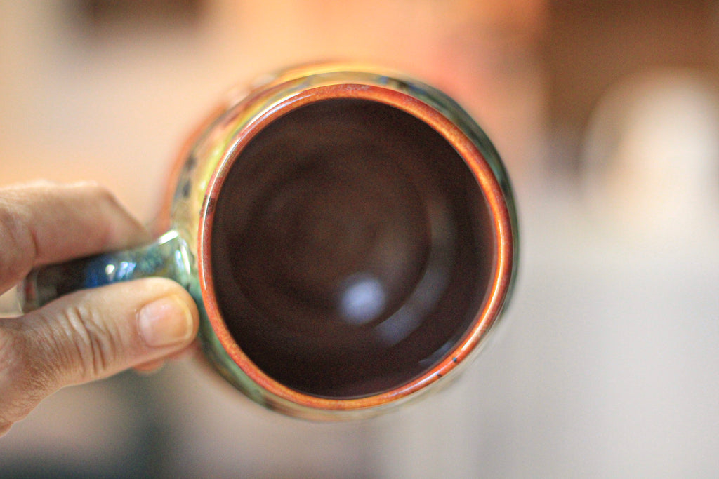 01-E Olive 'FLOW' Textured Divot Mug, 22 oz. (This listing is for one mug)
