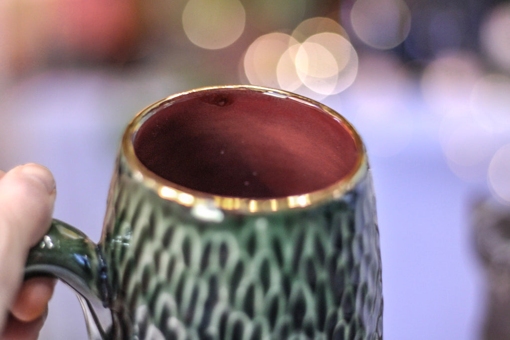 11-D Evergreen Christmas Textured Mug, 23 oz.
